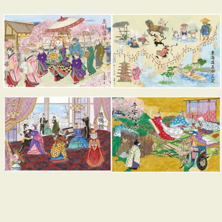 今昔猫シリーズ ポストカード7枚セット！ 今昔猫シリーズ キャット